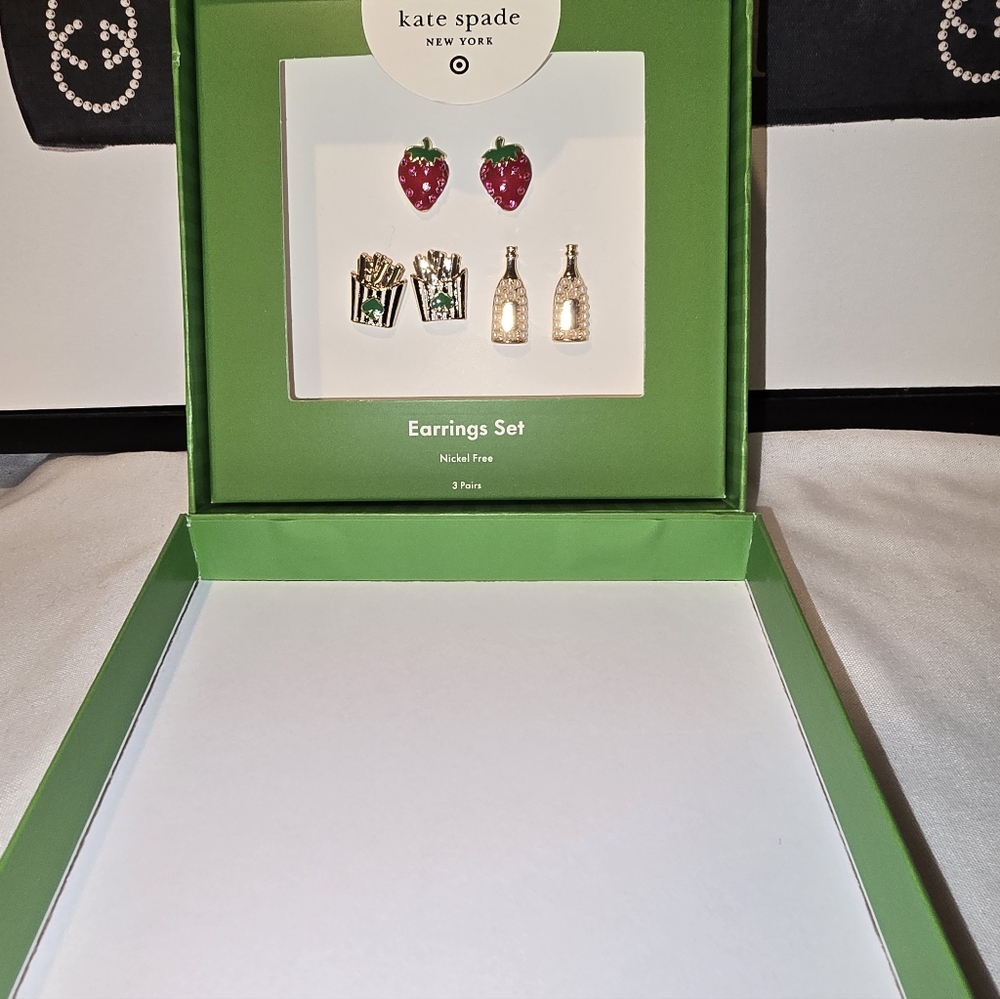 Kate Spade X Target Red and Gold Earrings Trio Colab - Picture 3 of 4